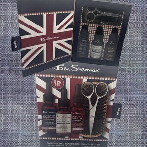 Ben Sherman Professional Beard Grooming Oils-Brush-Scissors- 5 Piece Set